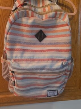 Hooey Womens Striped Coral, Blue & Cream Backpack